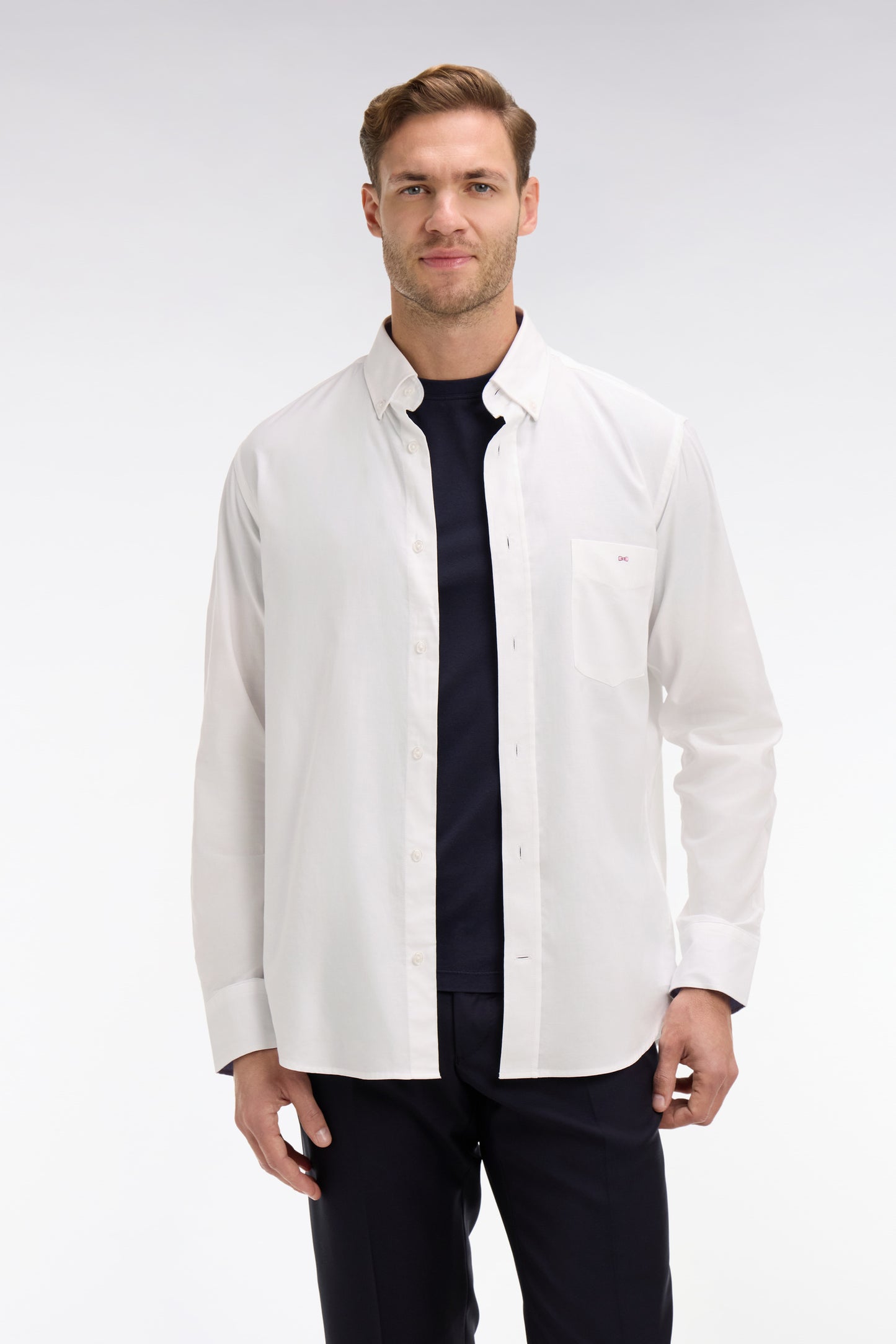 Chemise blanche unie en coton