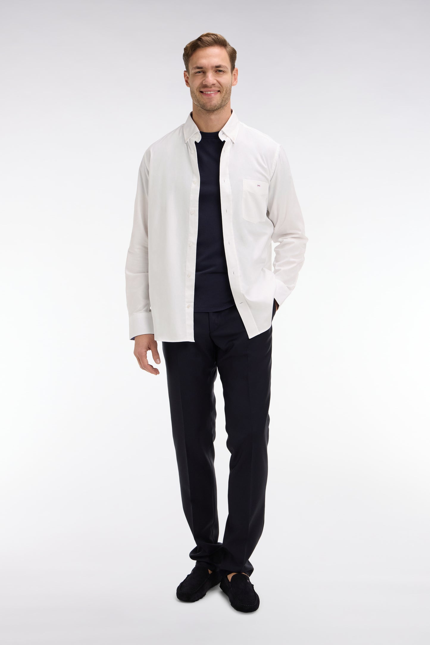 Chemise blanche unie en coton