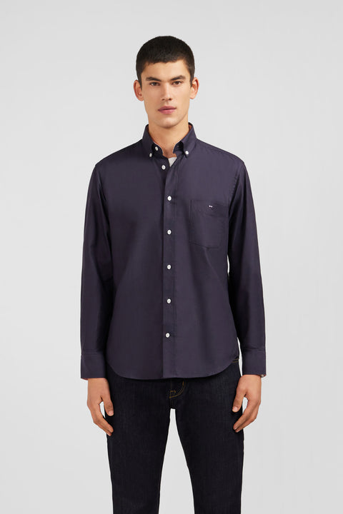 Chemise gris foncé unie en coton - Image 1