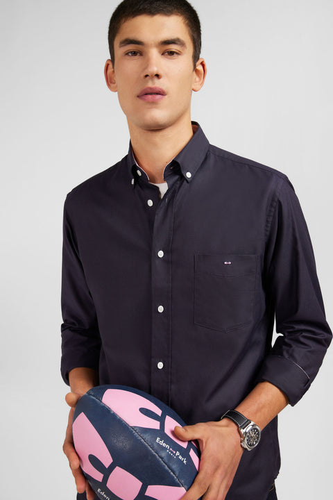 Chemise gris foncé unie en coton - Image 3