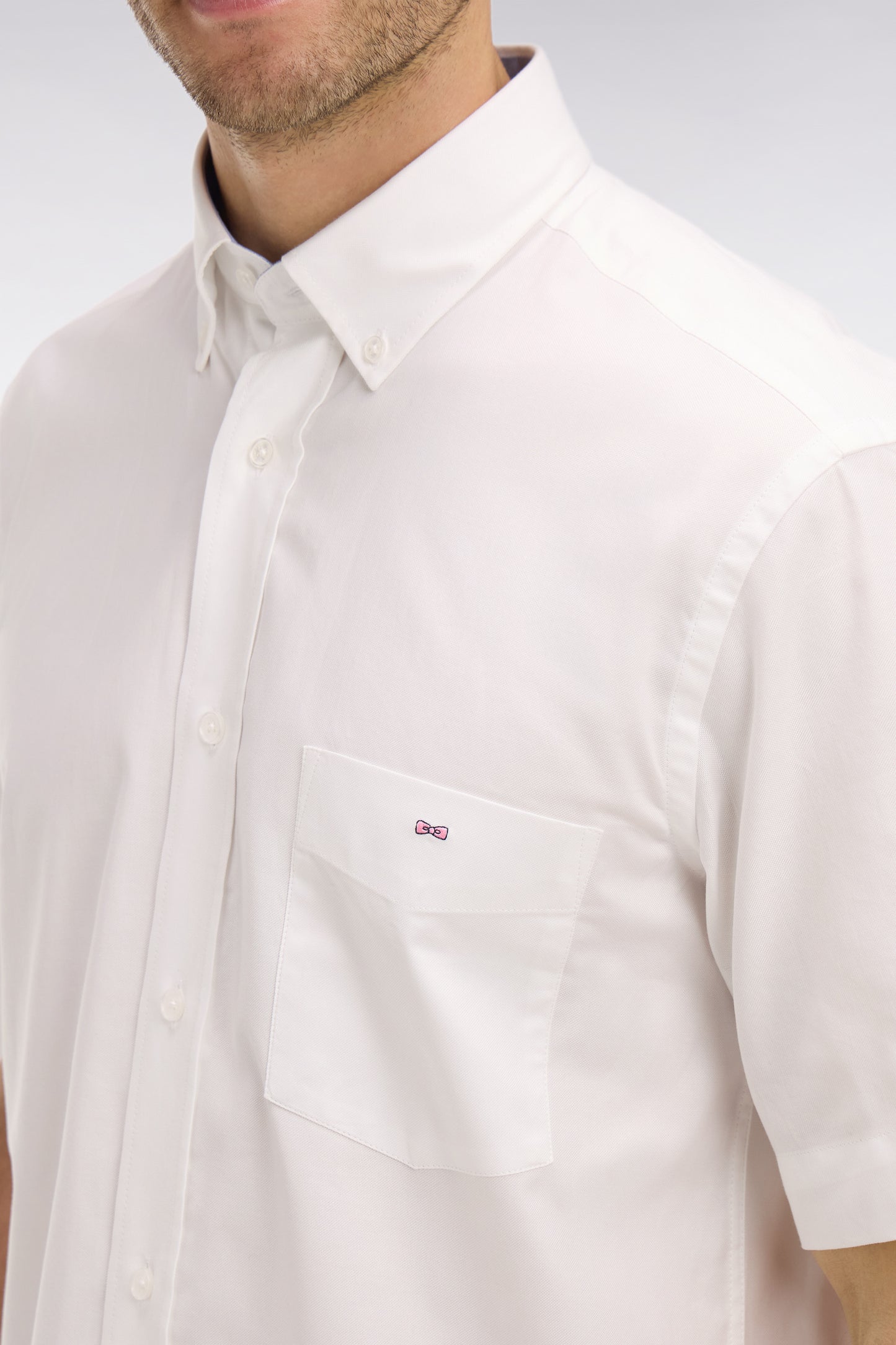 Short sleeved white cotton shirt