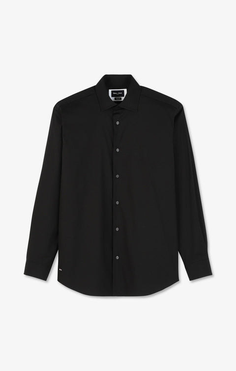 Chemise noire regular en popeline stretch - Image 2