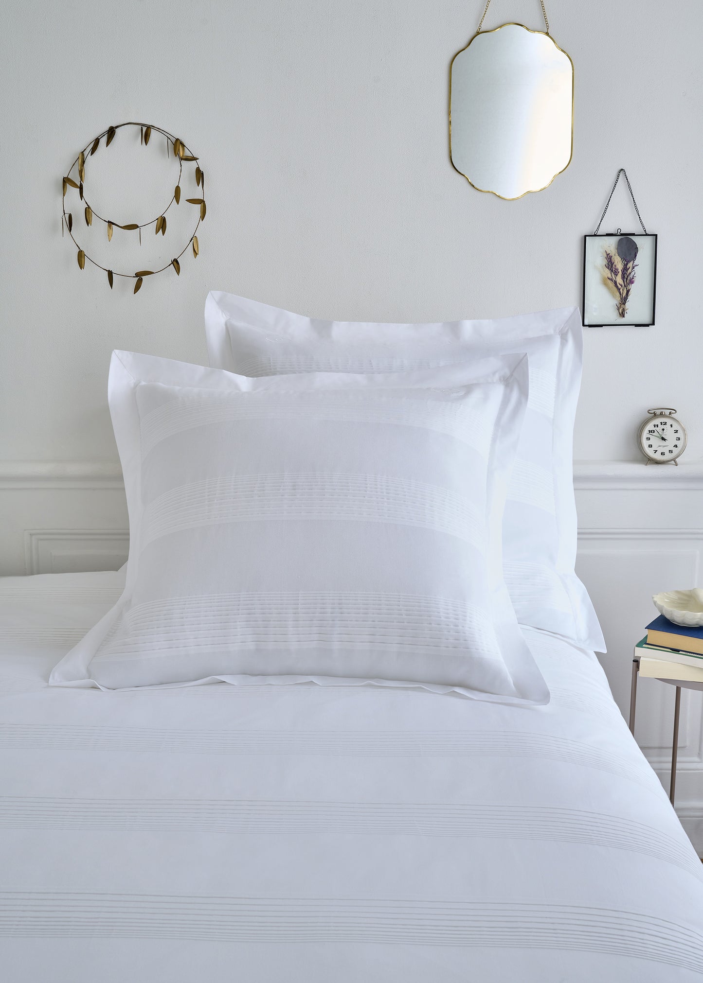 Lot de taies d'oreillers carrées en percale de coton blanche
