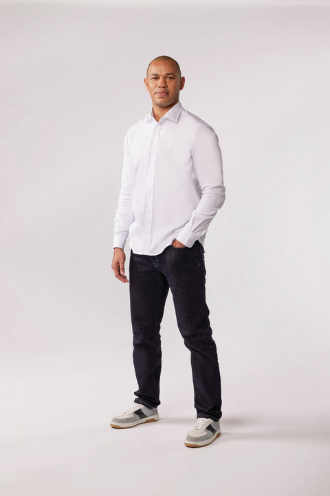 Chemise en coton stretch blanche Eden Park x Racing 92 - Image 1