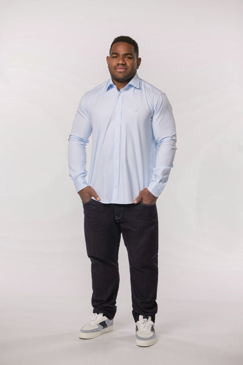 Chemise en coton stretch bleu ciel Eden Park x Racing 92 - Image 1