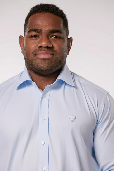 Chemise en coton stretch bleu ciel Eden Park x Racing 92 - Image 3