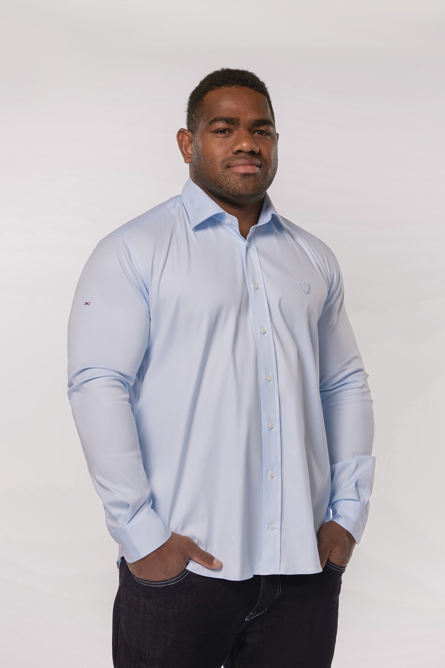 Chemise en coton stretch bleu ciel Eden Park x Racing 92