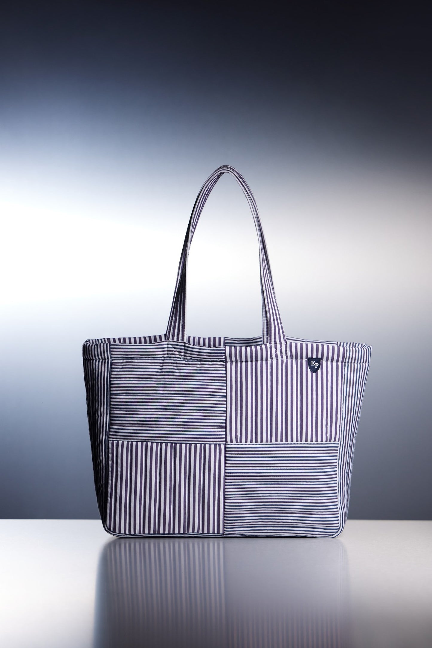 Sac cabas matelassé rayé upcyclé Pap'Atelier