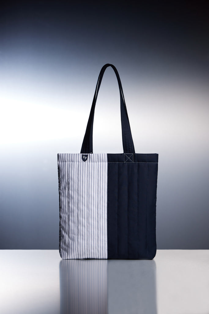 Tote bag en patchwork de coton rayé upcyclé Pap'Atelier