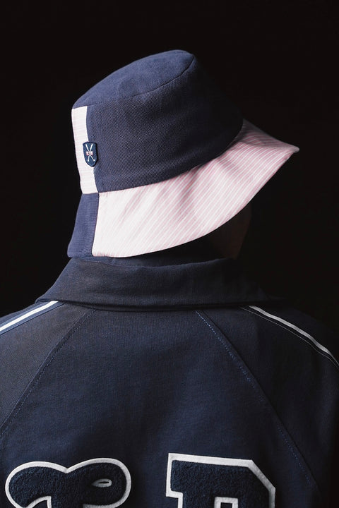 Two-tone cut and sewn pink and navy bob with EP Pap'atelier crest - Image 2