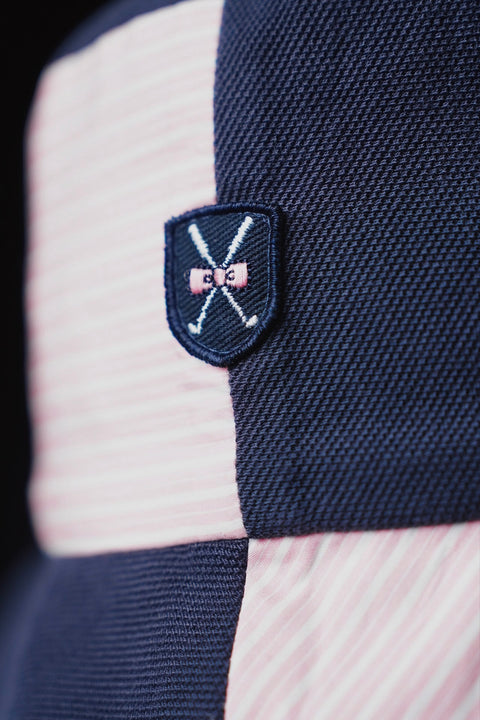 Two-tone cut and sewn pink and navy bob with EP Pap'atelier crest - Image 3