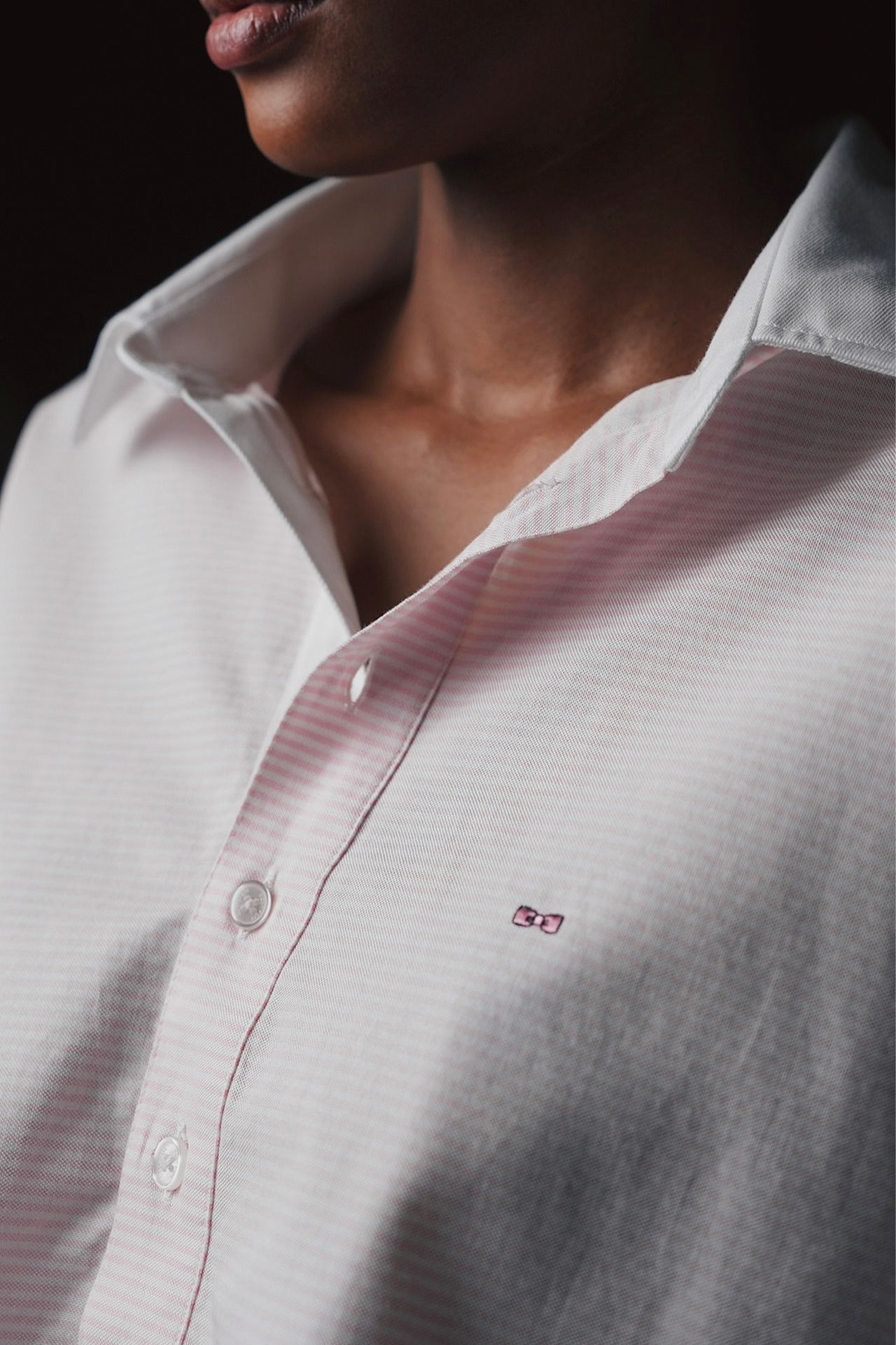Chemisier cropped rayée en coton rose et blanche Pap'atelier
