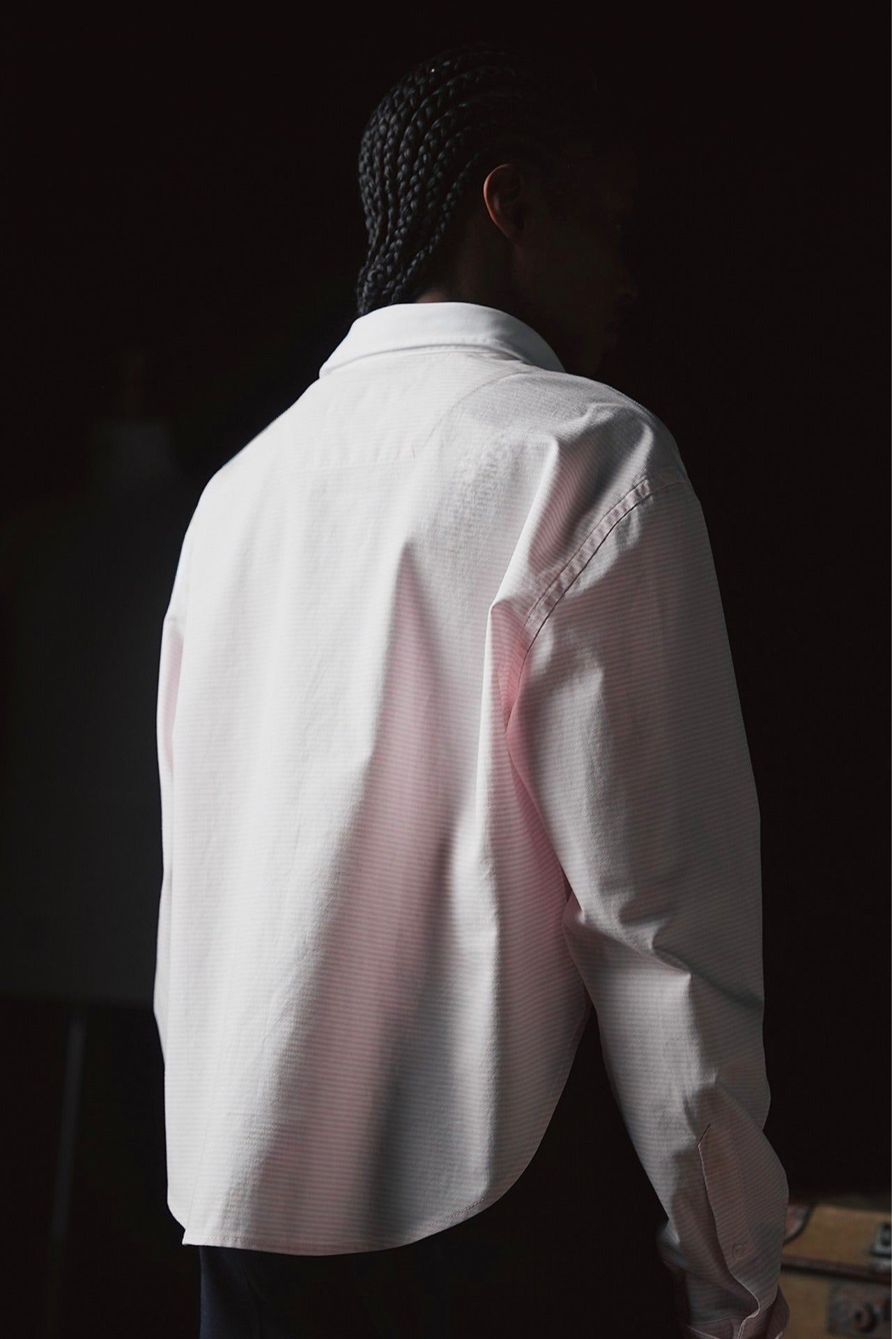 Chemisier cropped rayée en coton rose et blanche Pap'atelier
