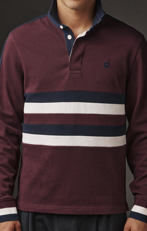 Maillot à manches longues en jersey bordeaux rayé upcyclé Pap'Atelier - Image 2