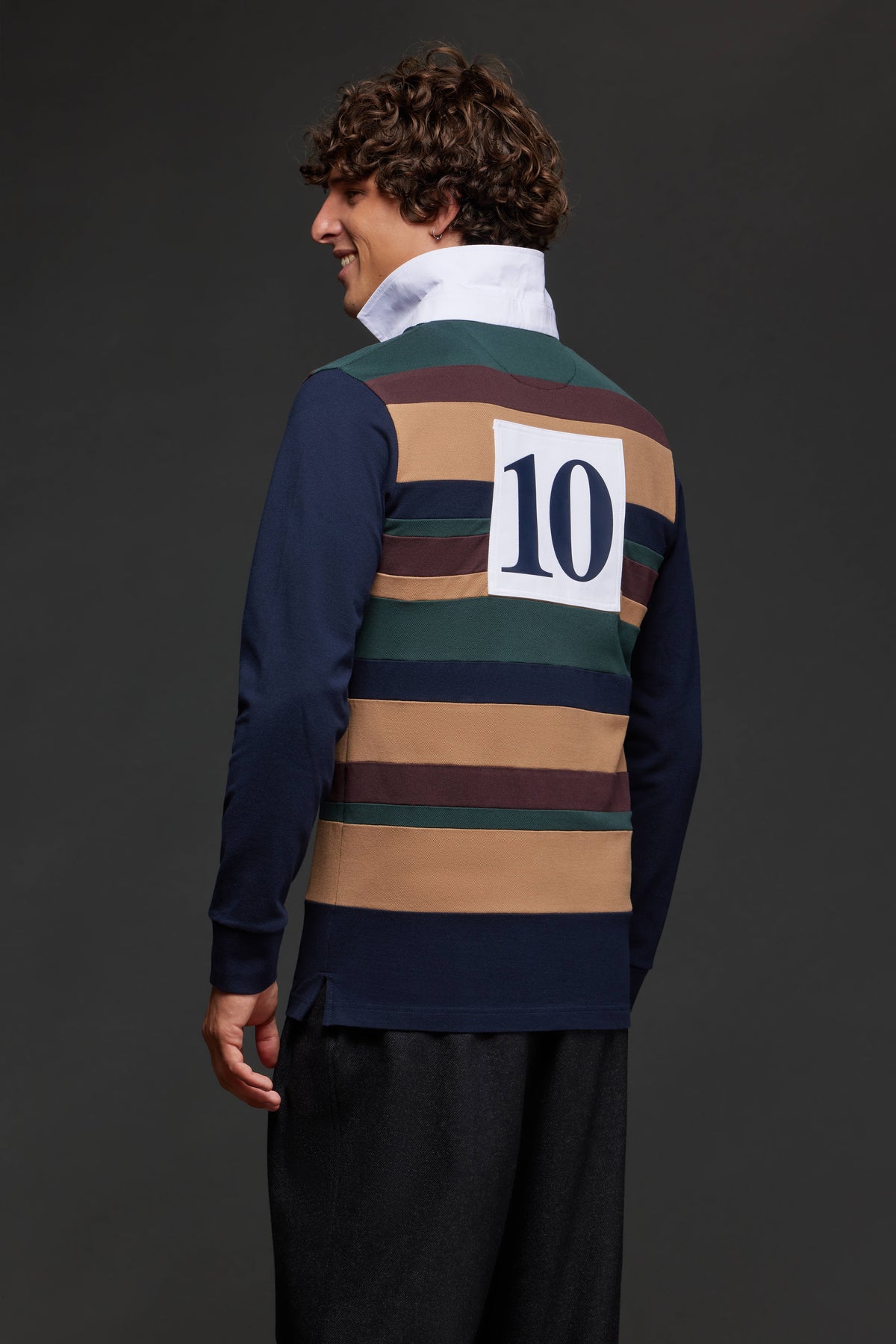 Maillot manches longues 10 upcyclé Pap'Atelier en coton à rayures coupées cousues