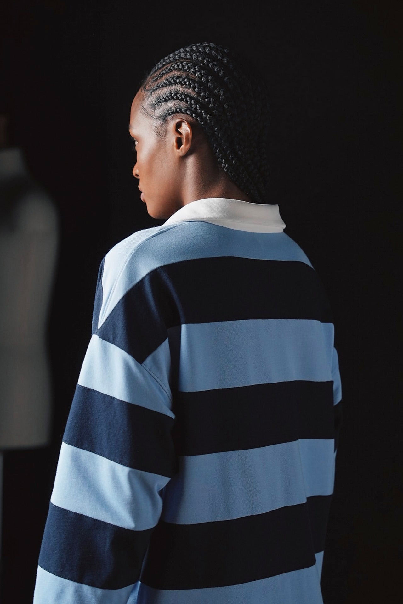 Pap'atelier navy and sky striped coat dress with patch