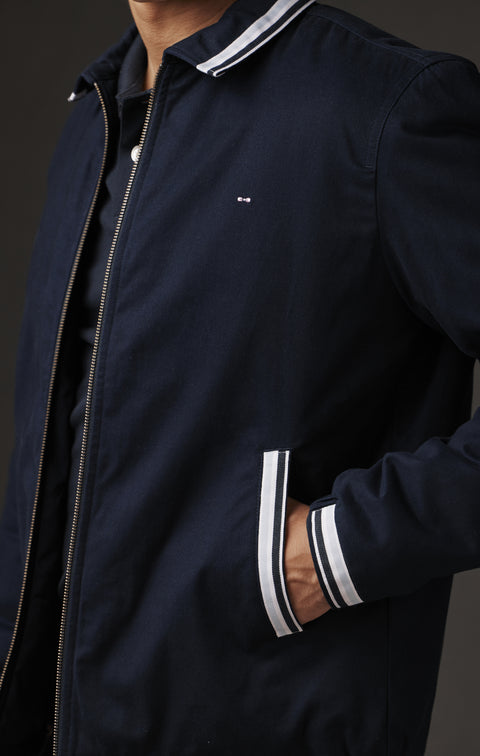 Blouson en coton marine à détails rayés upcyclé Pap'Atelier - Image 2