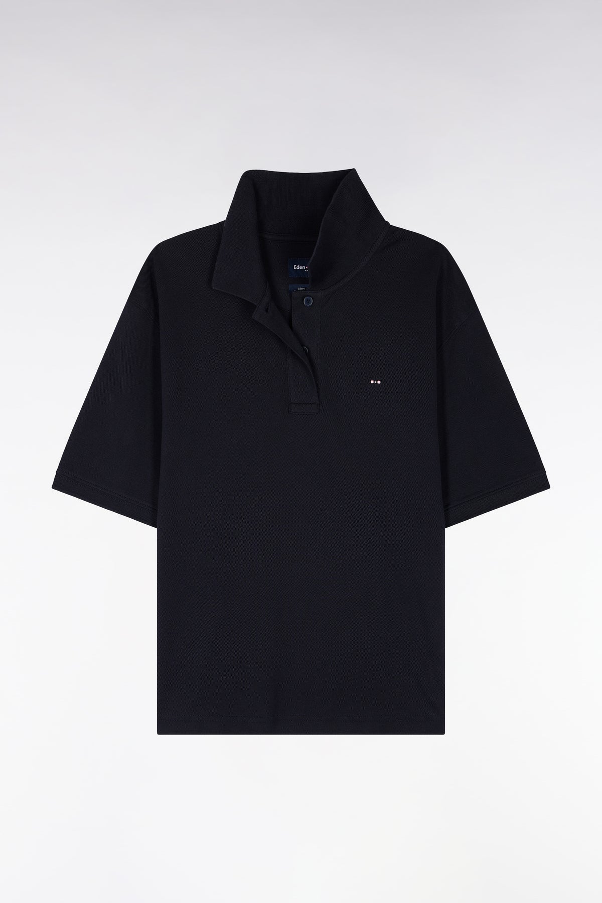 Polo manches courtes en coton marine coupe oversized