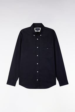 Chemise en coton piqué marine coupe droite
