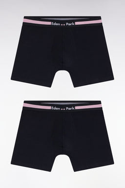 Set of two boxer shorts in navy stretch cotton jersey - Image 1