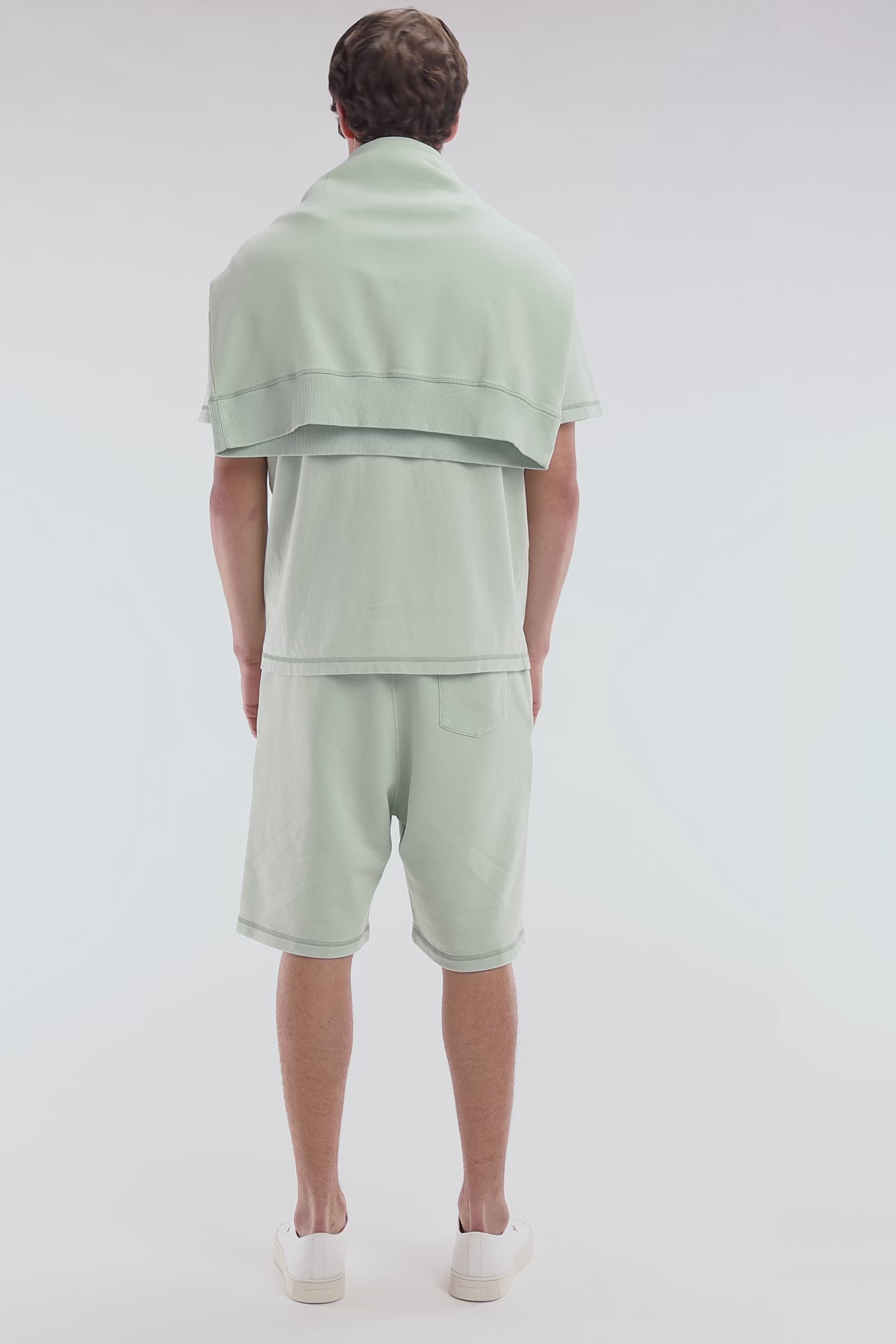 Short en molleton coton vert clair coupe décontractée