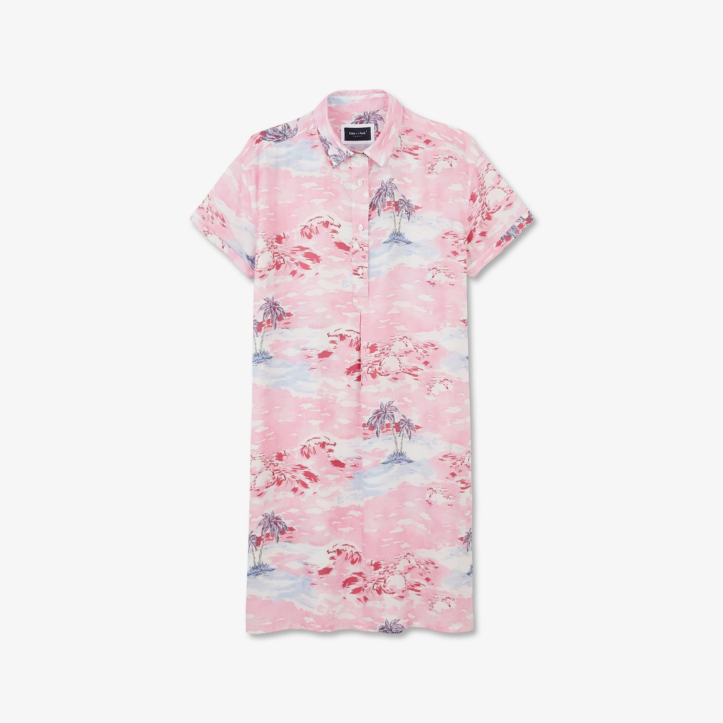 Short-sleeved dress with Hawaii print