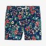 Short de bain motif fleuri bleu marine