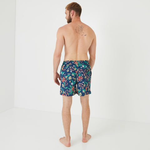 Short de bain motif fleuri bleu marine - Image 3