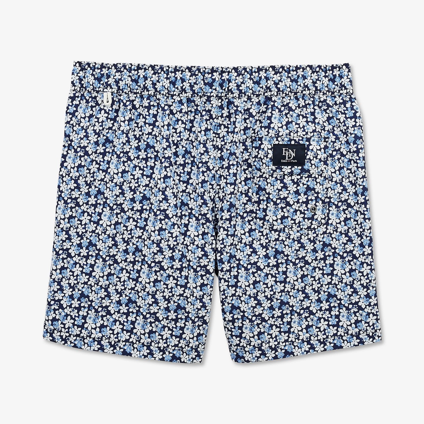 Short de bain motif fleuri bleu