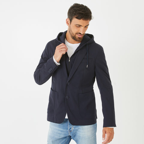 Blazer bleu foncé avec parmenture sweat amovible - Image 1