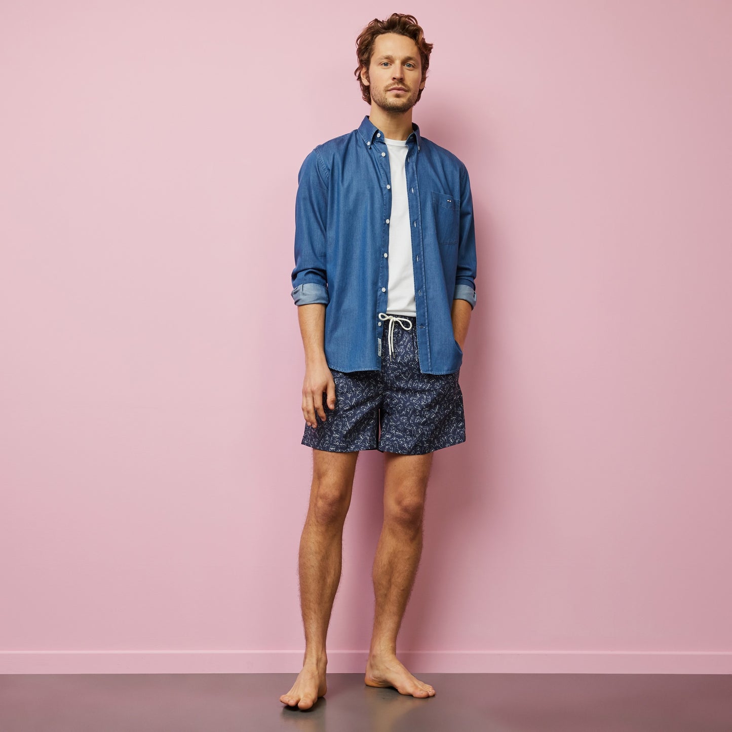 Short de bain imprimé exclusif feuilles