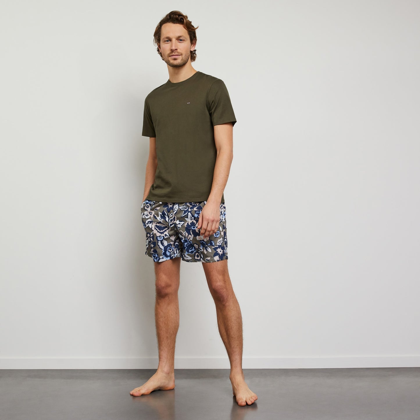 Short de bain blanc imprimé fleurs exclusif