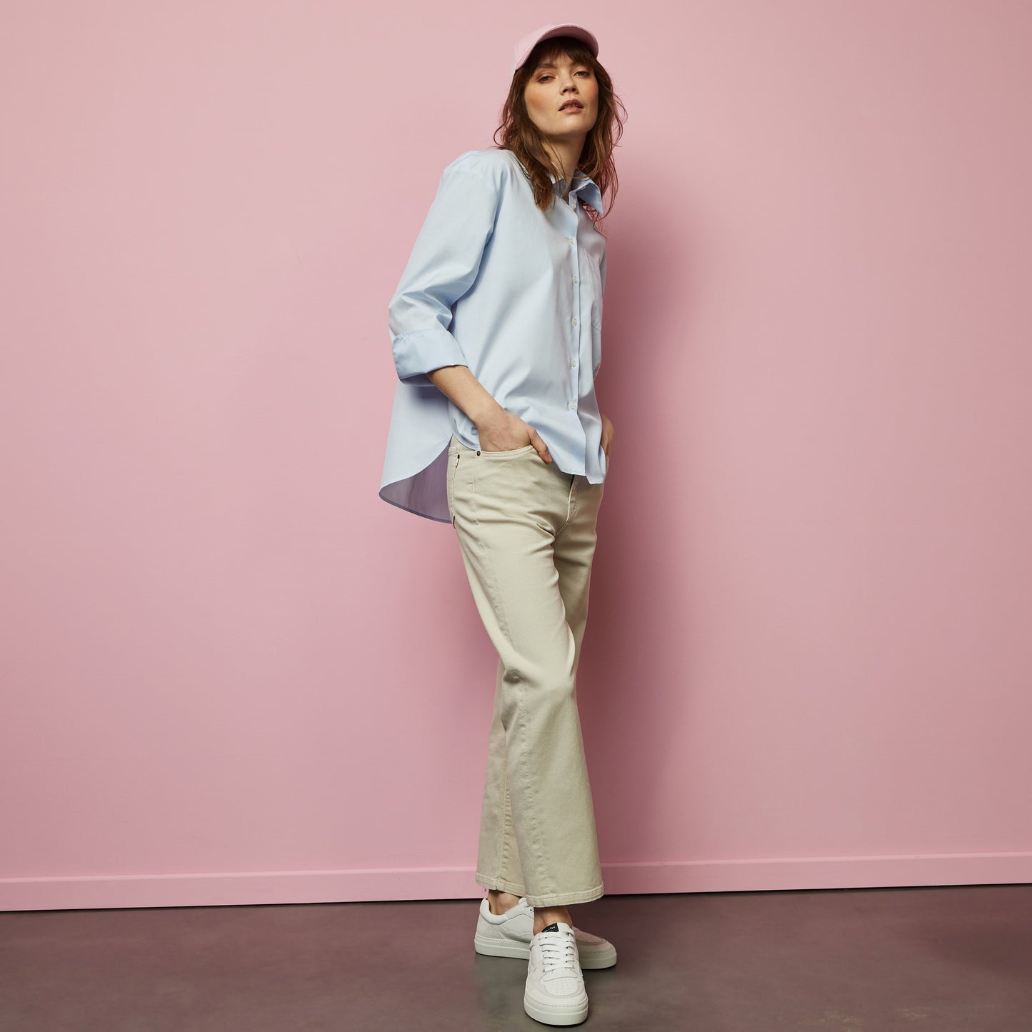 Pantalon écru en denim coupe 7/8ème