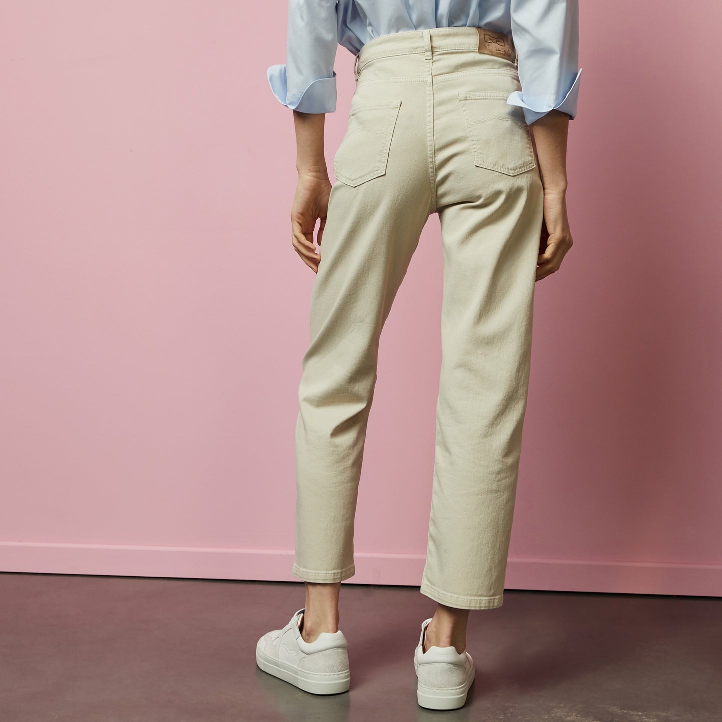 Pantalon écru en denim coupe 7/8ème
