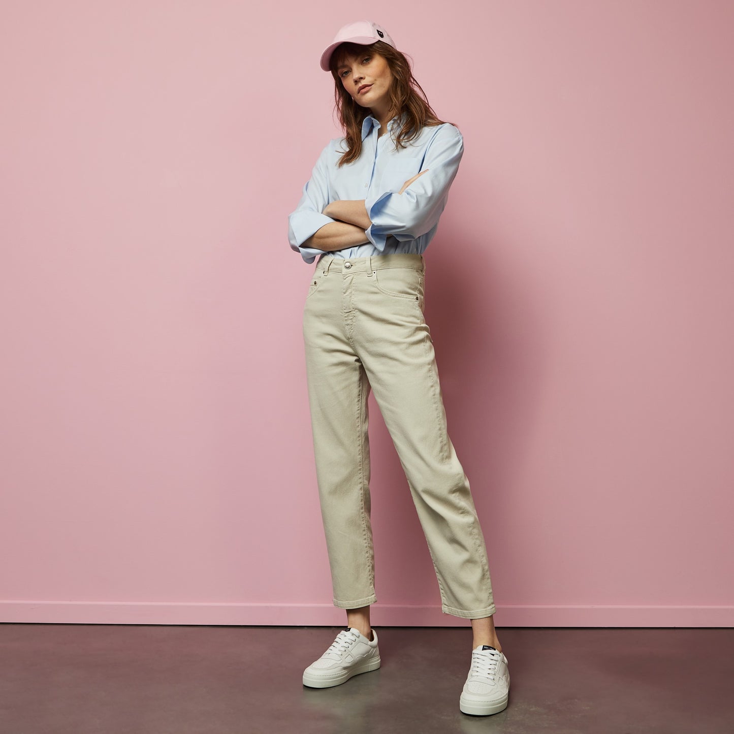 Pantalon écru en denim coupe 7/8ème