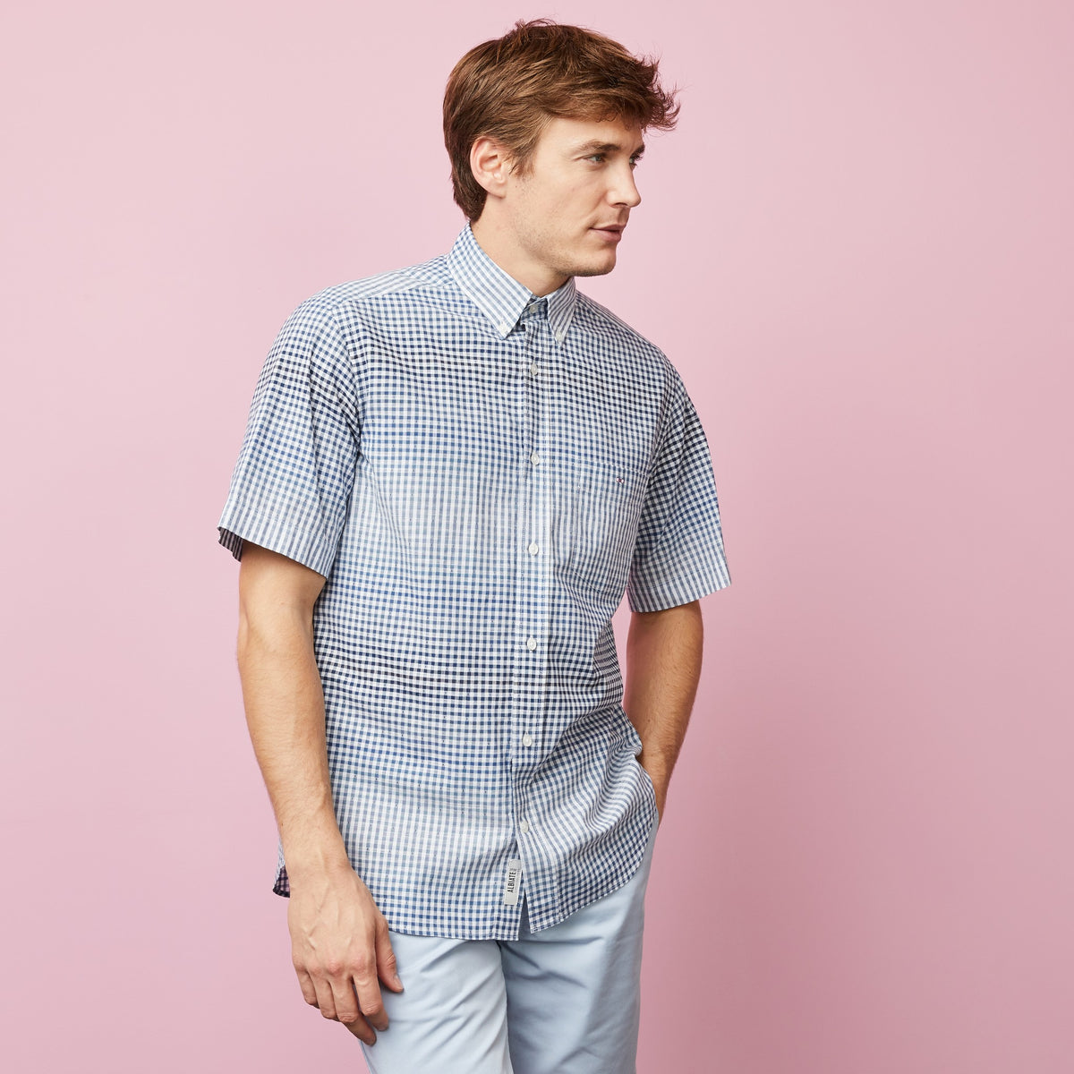 Chemisette à carreaux tie and dye bleu