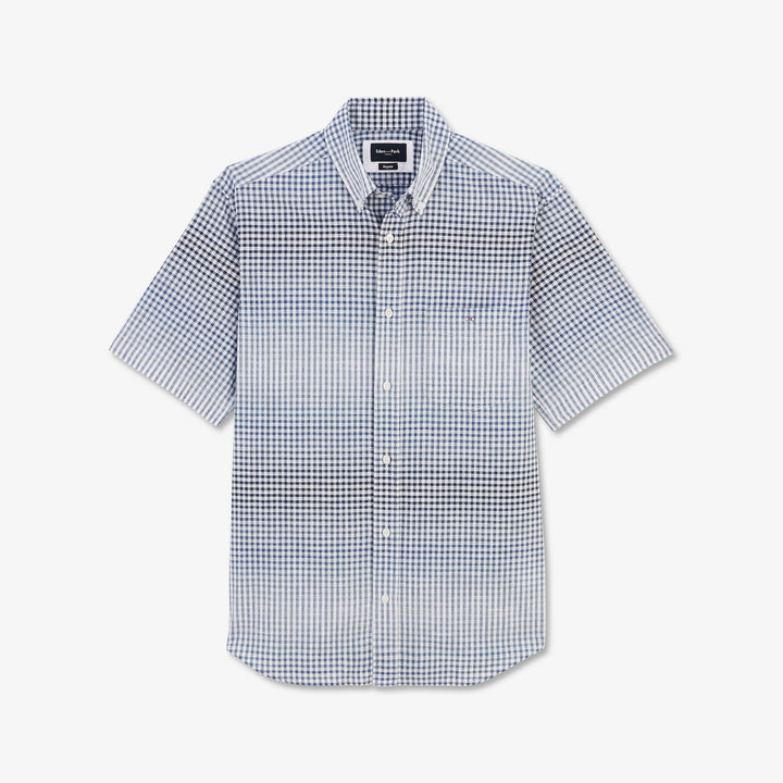 Blue tie dye checked blouse