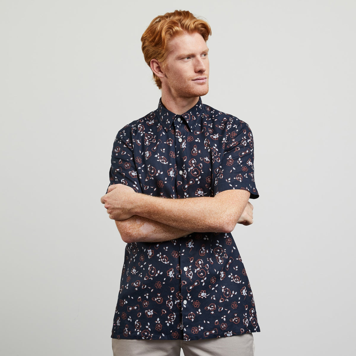 Linen blouse with an exclusive floral print