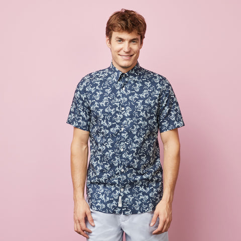 Chemisette bleu marine en coton imprimé exclusif fleuri - Image 3