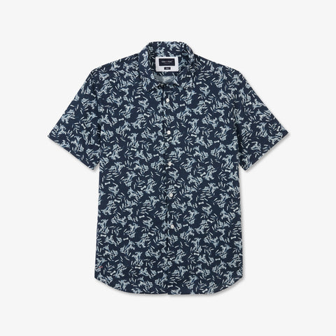 Chemisette bleu marine en coton imprimé exclusif fleuri - Image 2