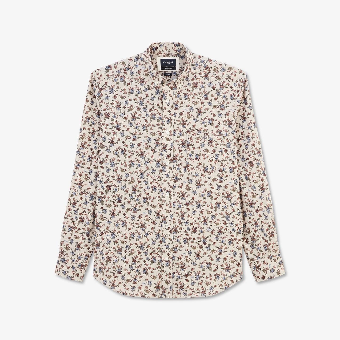 Chemise beige en coton Pima imprimé exclusif