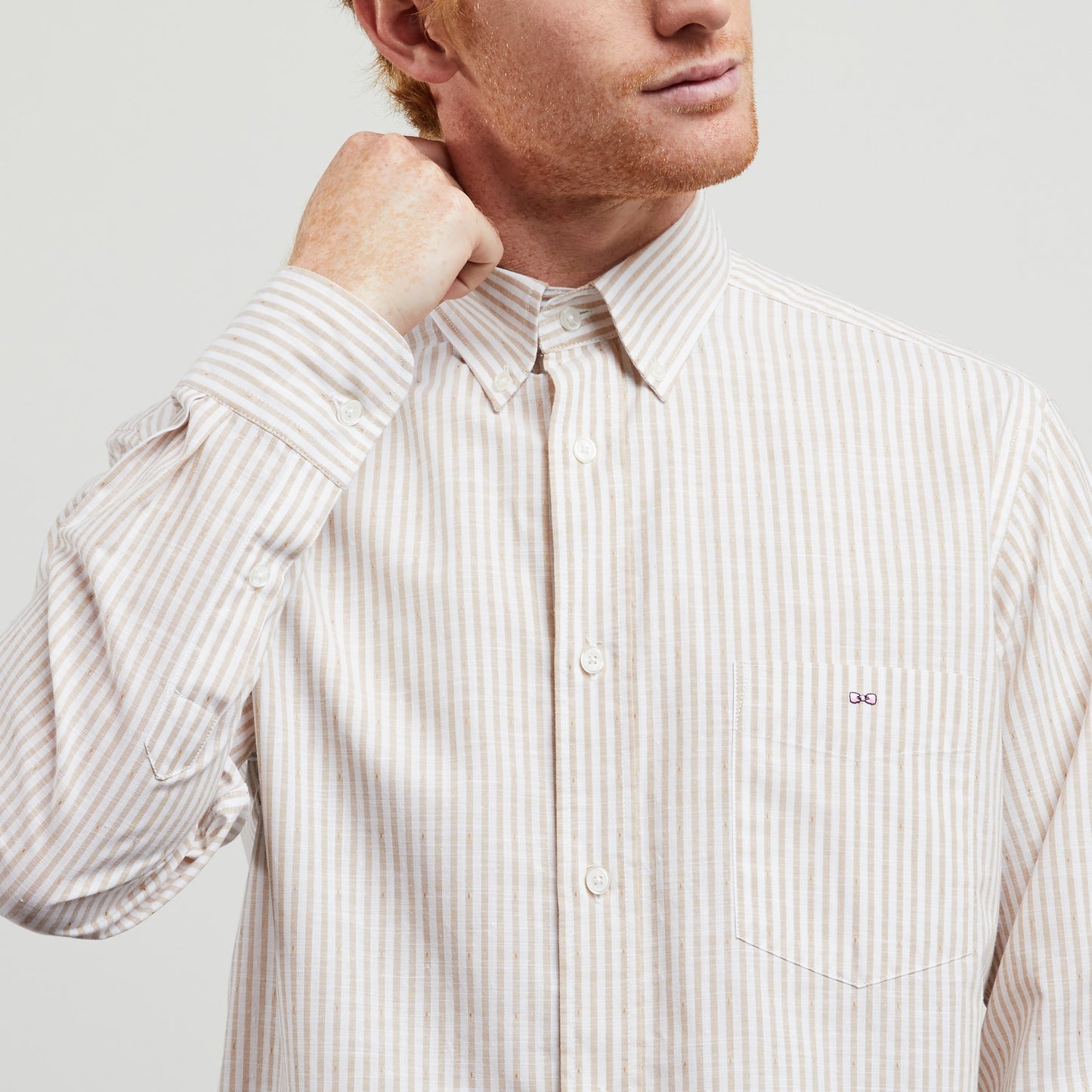 Striped beige cotton shirt