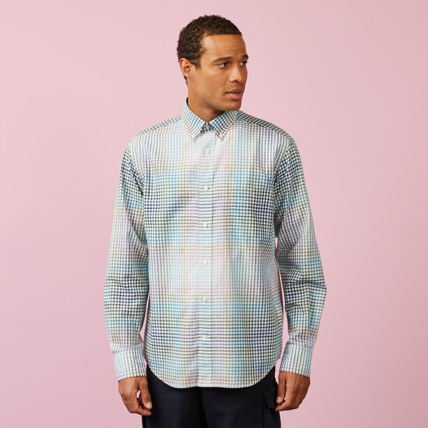 Chemise à carreaux tie and dye multicolore