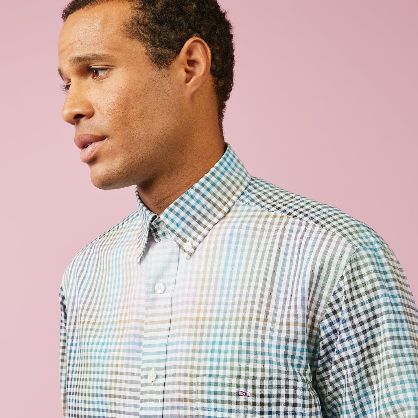 Chemise à carreaux tie and dye multicolore
