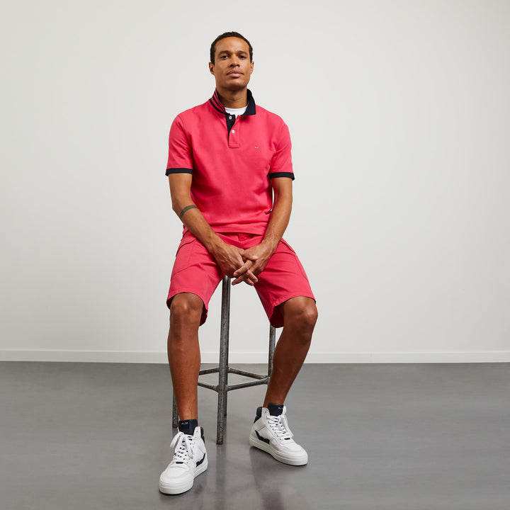 Pink pique polo in Pima cotton