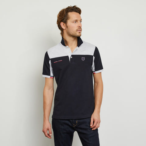 Polo color-block gris en coton piqué - Image 3