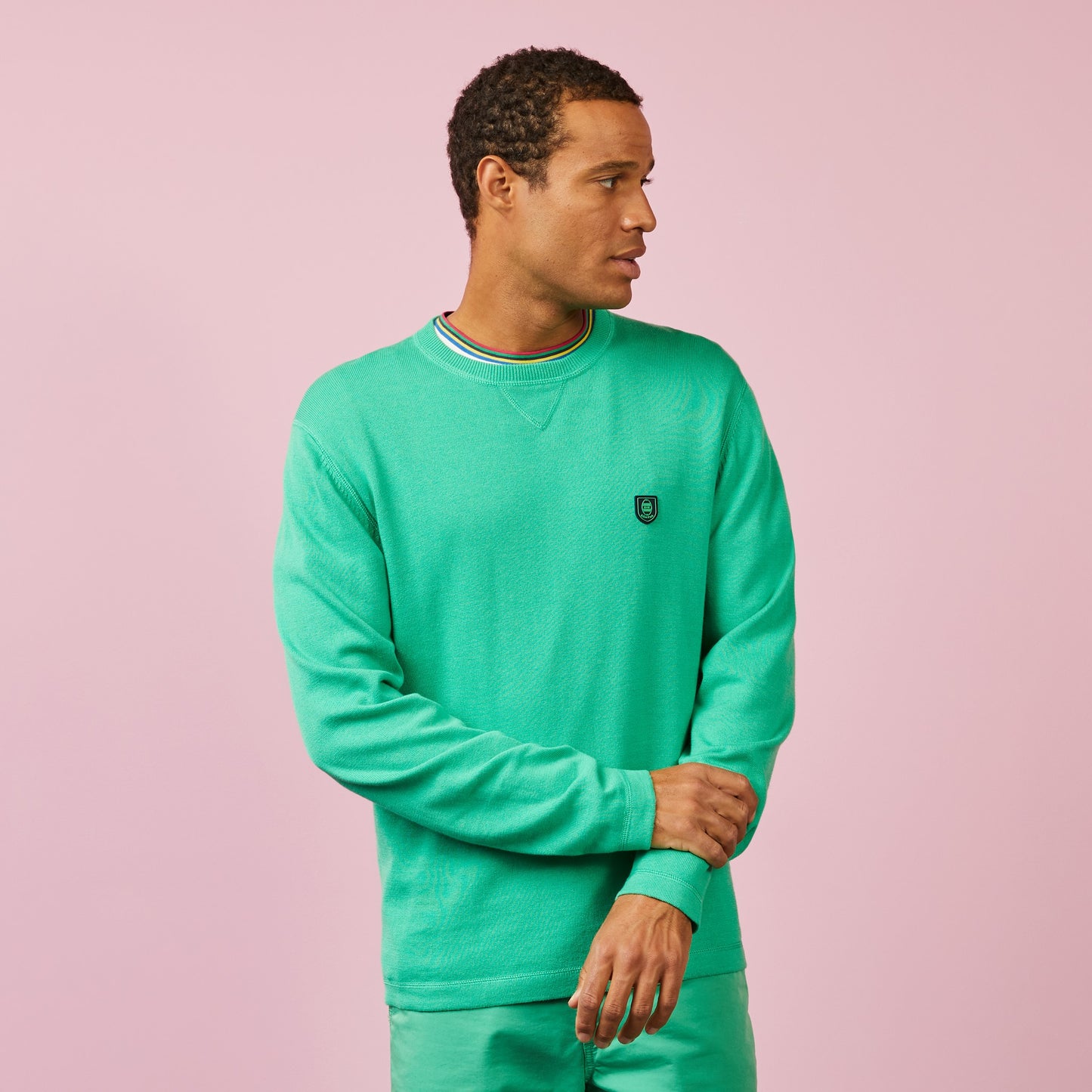 Pull vert en coton et modal