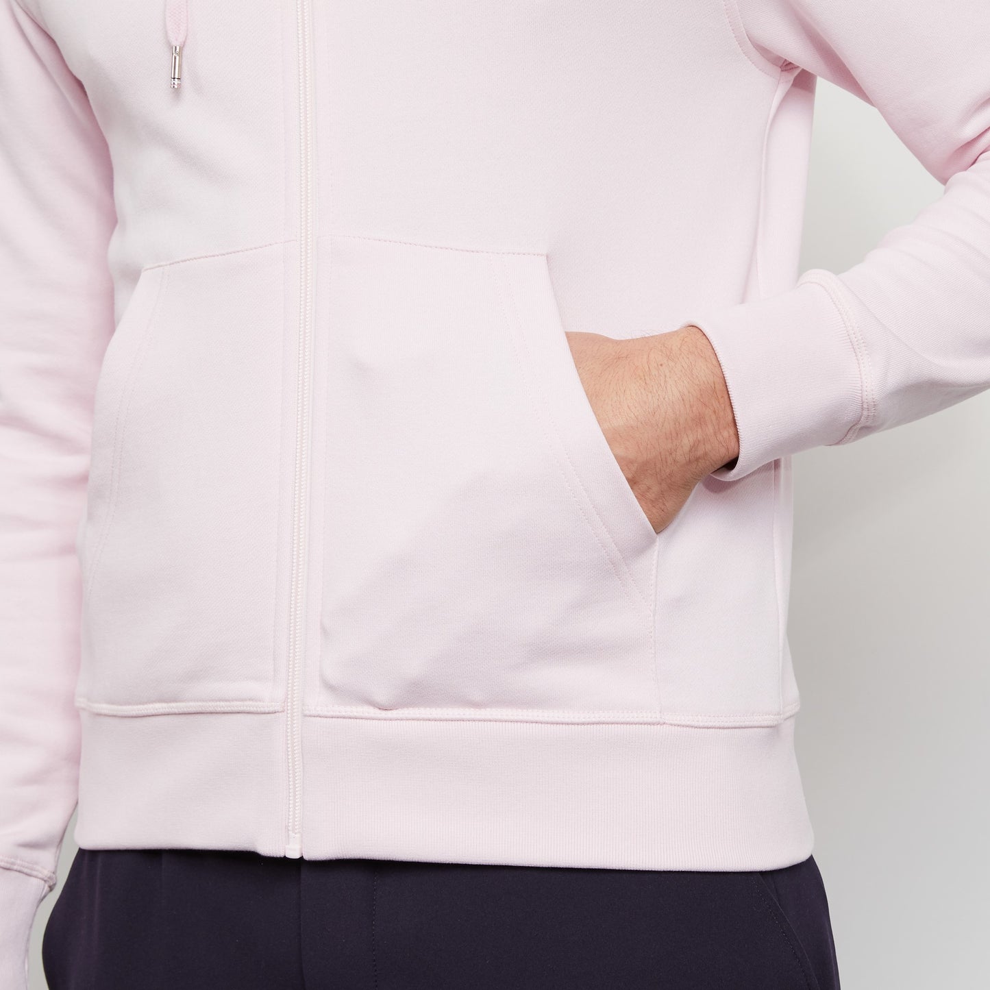 Light pink zipped sweatshirt with hood