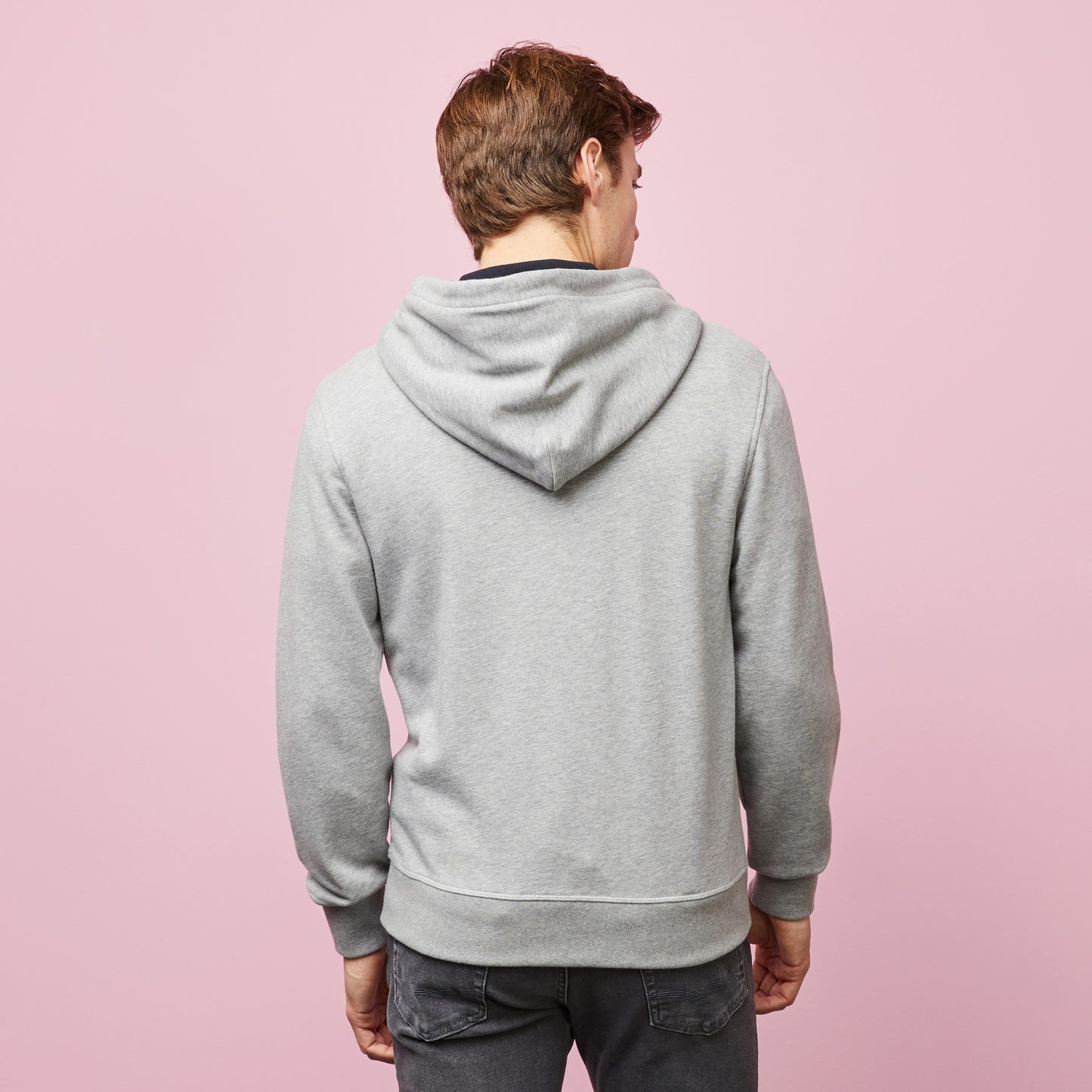 Sweat gris zippé à capuche