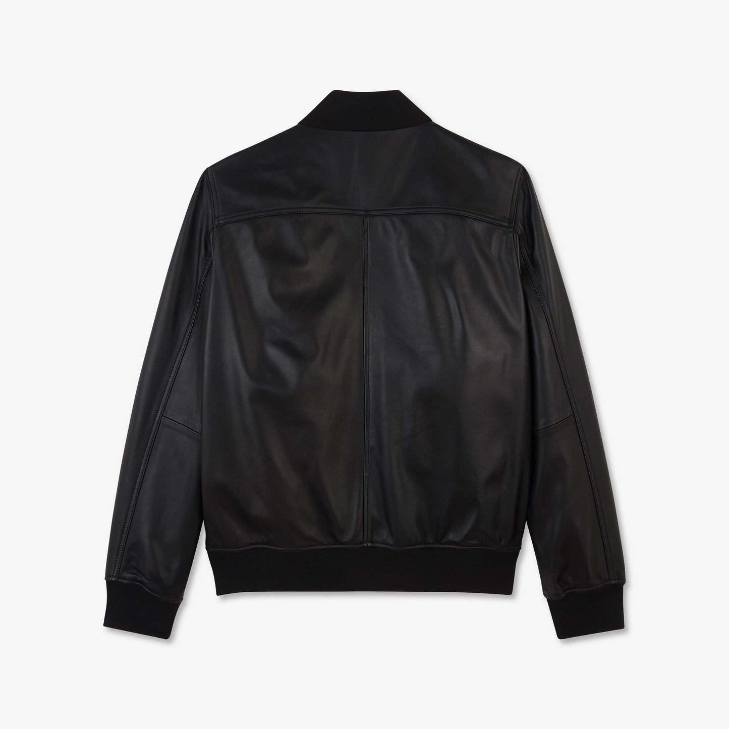Blouson zippé en cuir noir